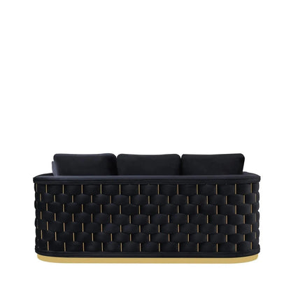 Lucia Shiny Gold Sofa Set – Black