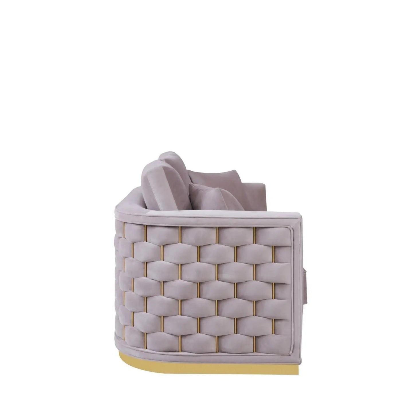 Lucia Shiny Gold Sofa Set – Gray