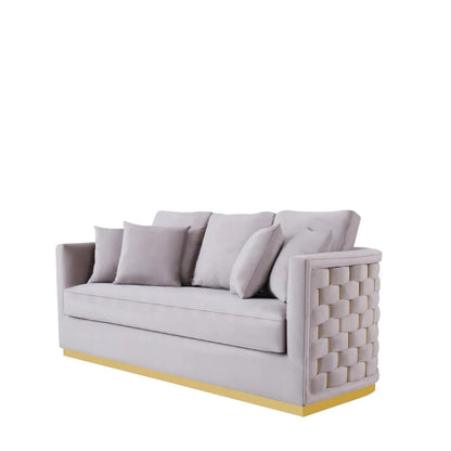 Lucia Shiny Gold Sofa Set – Gray