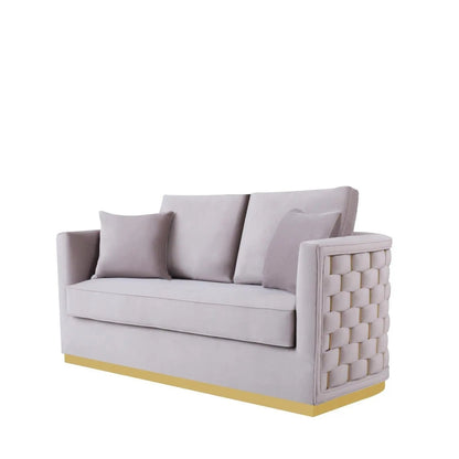Lucia Shiny Gold Sofa Set – Gray