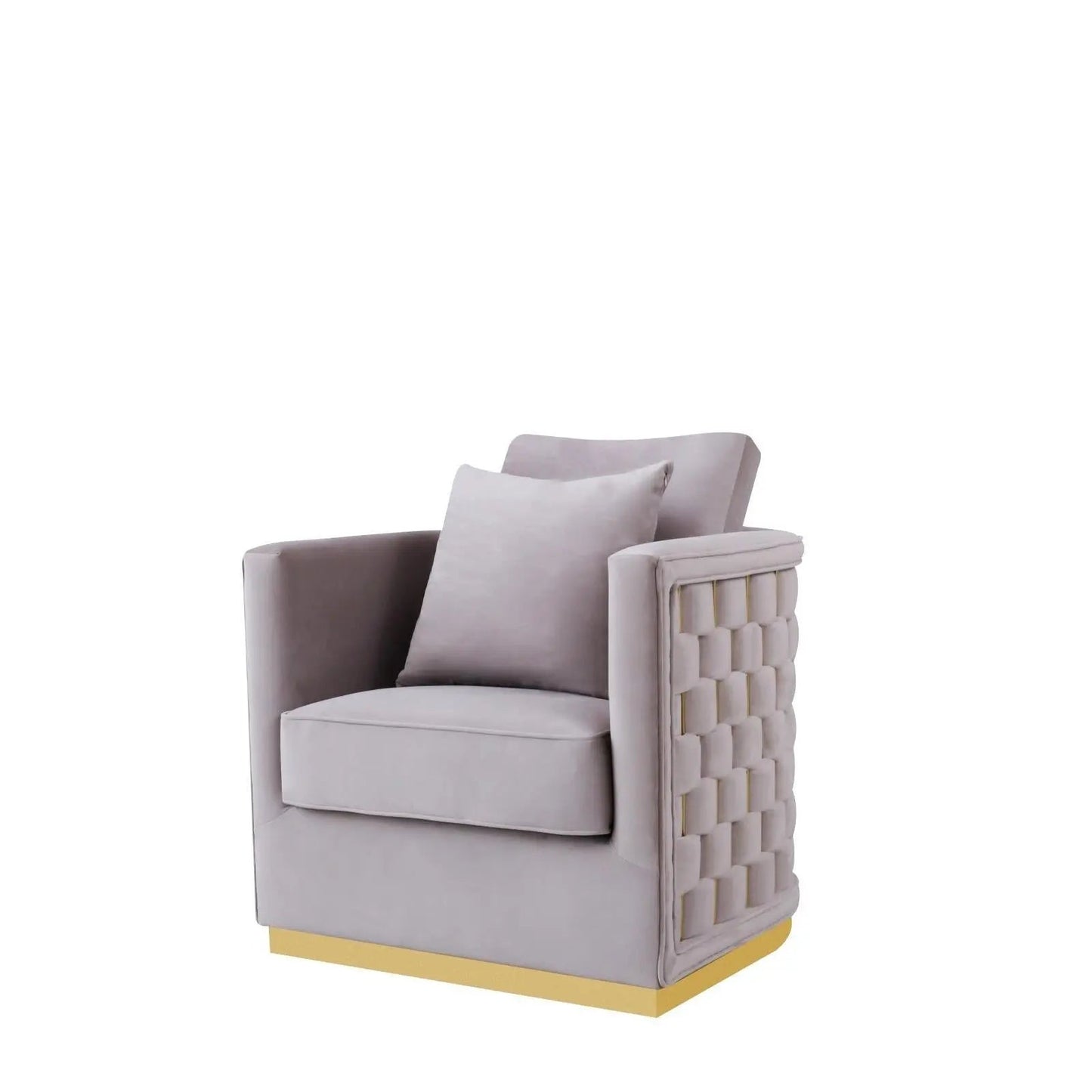 Lucia Shiny Gold Sofa Set – Gray
