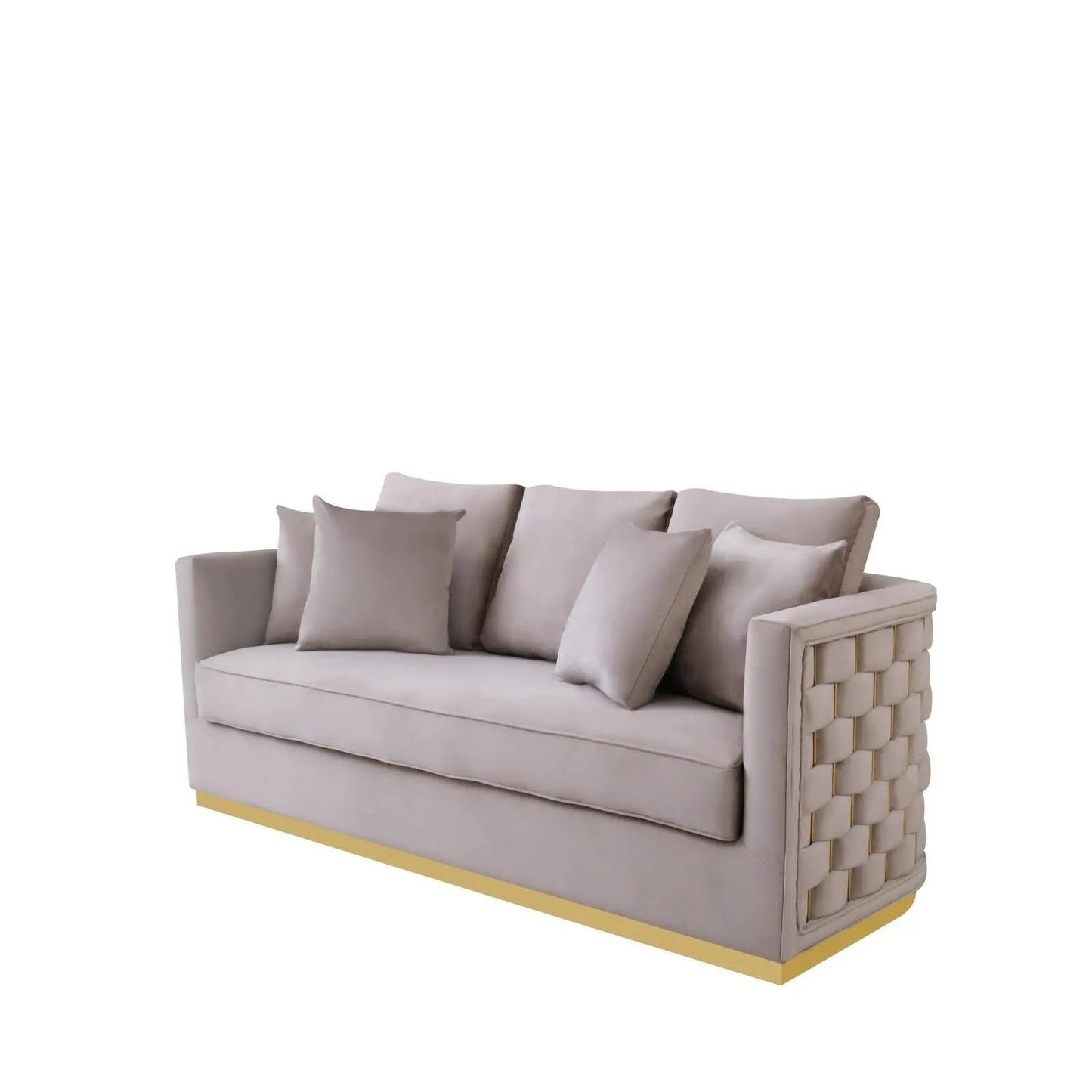 Lucia Shiny Gold Sofa Set – Taupe