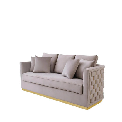 Lucia Shiny Gold Sofa Set – Taupe