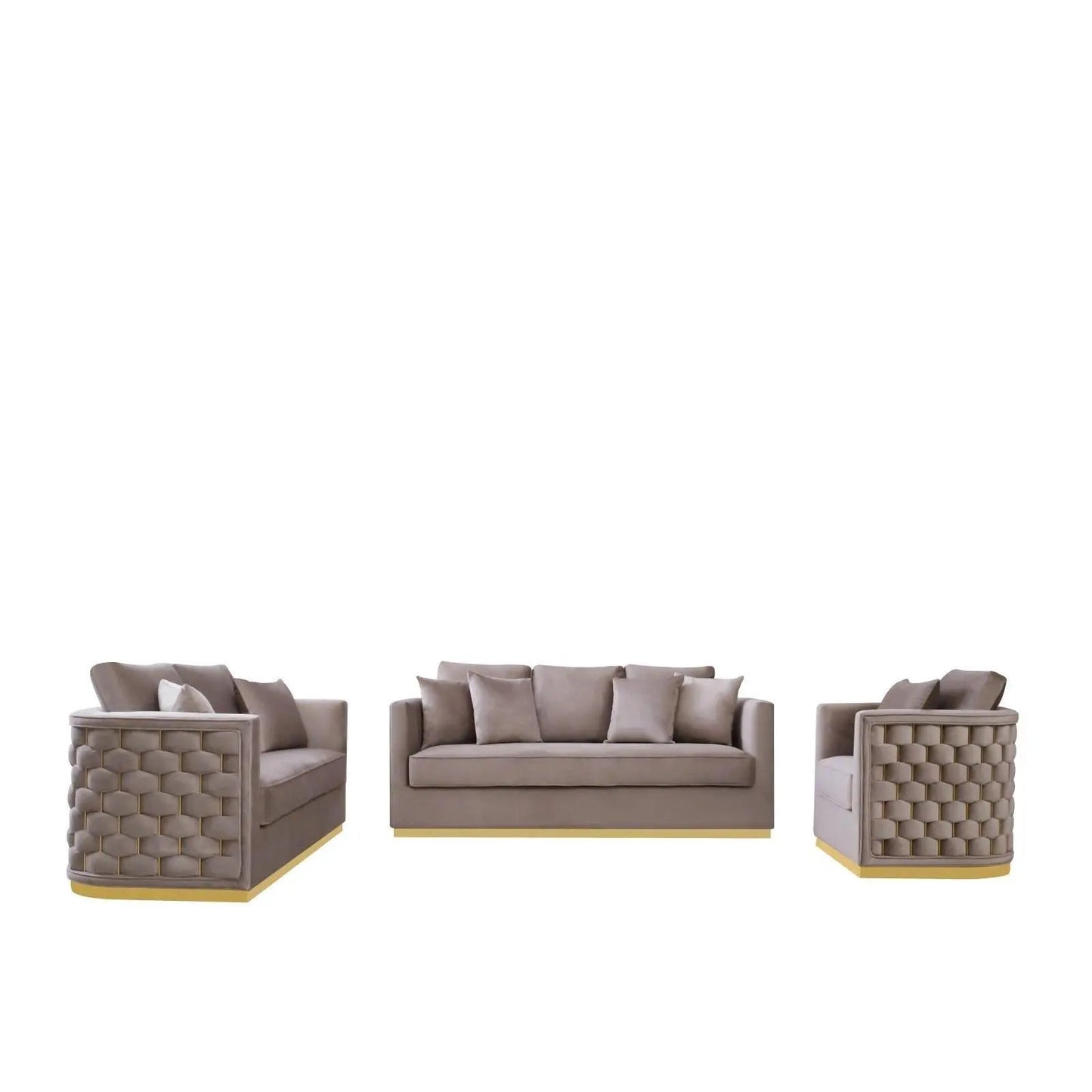 Lucia Shiny Gold Sofa Set – Taupe