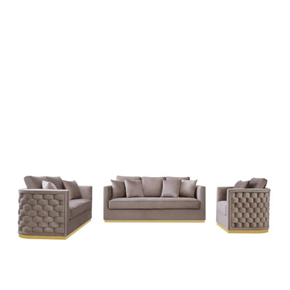 Lucia Shiny Gold Sofa Set – Taupe