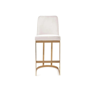 Mariella Titanium Gold Brushed Stainless Steel Base Beige Counter Stool
