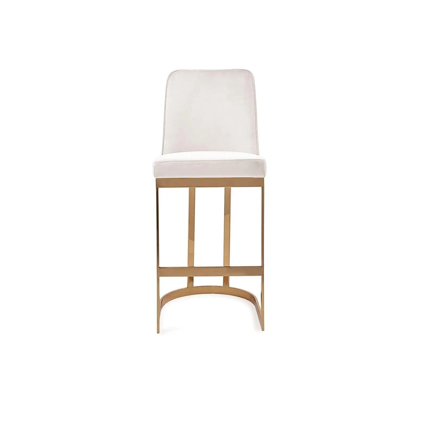 Mariella Titanium Gold Polished Stainless Steel Base Beige Counter Stool