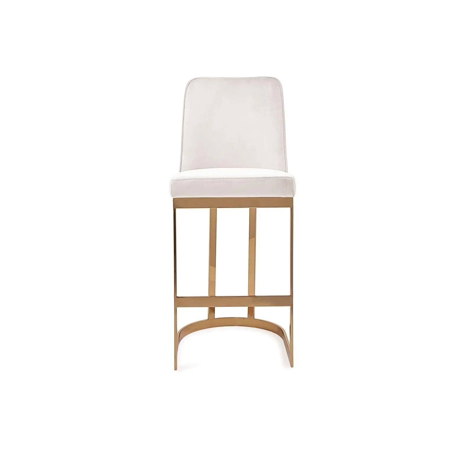 Mariella Titanium Gold Polished Stainless Steel Base Beige Counter Stool