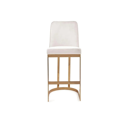 Mariella Titanium Gold Polished Stainless Steel Base Beige Counter Stool