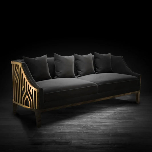 Marilyn Titanium Gold Sofa Set – Black