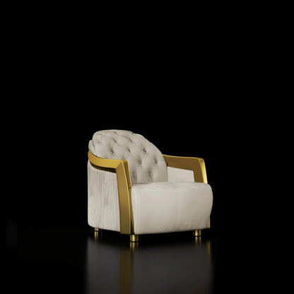 Massimo Lux Brushed Titanium Gold Chair Beige
