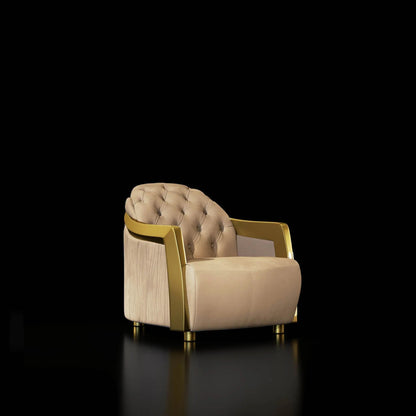 Massimo Lux Brushed Titanium Gold Chair Set Taupe