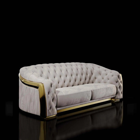 Massimo Lux Brushed Titanium Gold Sofa Beige