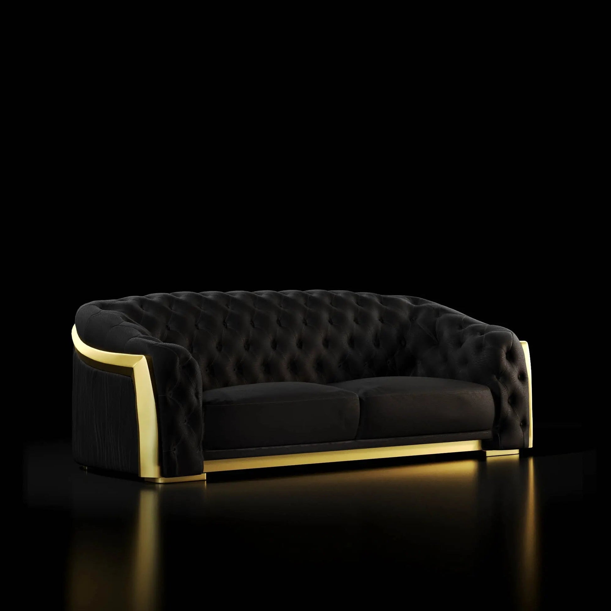 Massimo Lux Brushed Titanium Gold Sofa Black