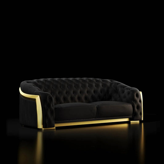 Massimo Lux Brushed Titanium Gold Sofa Black