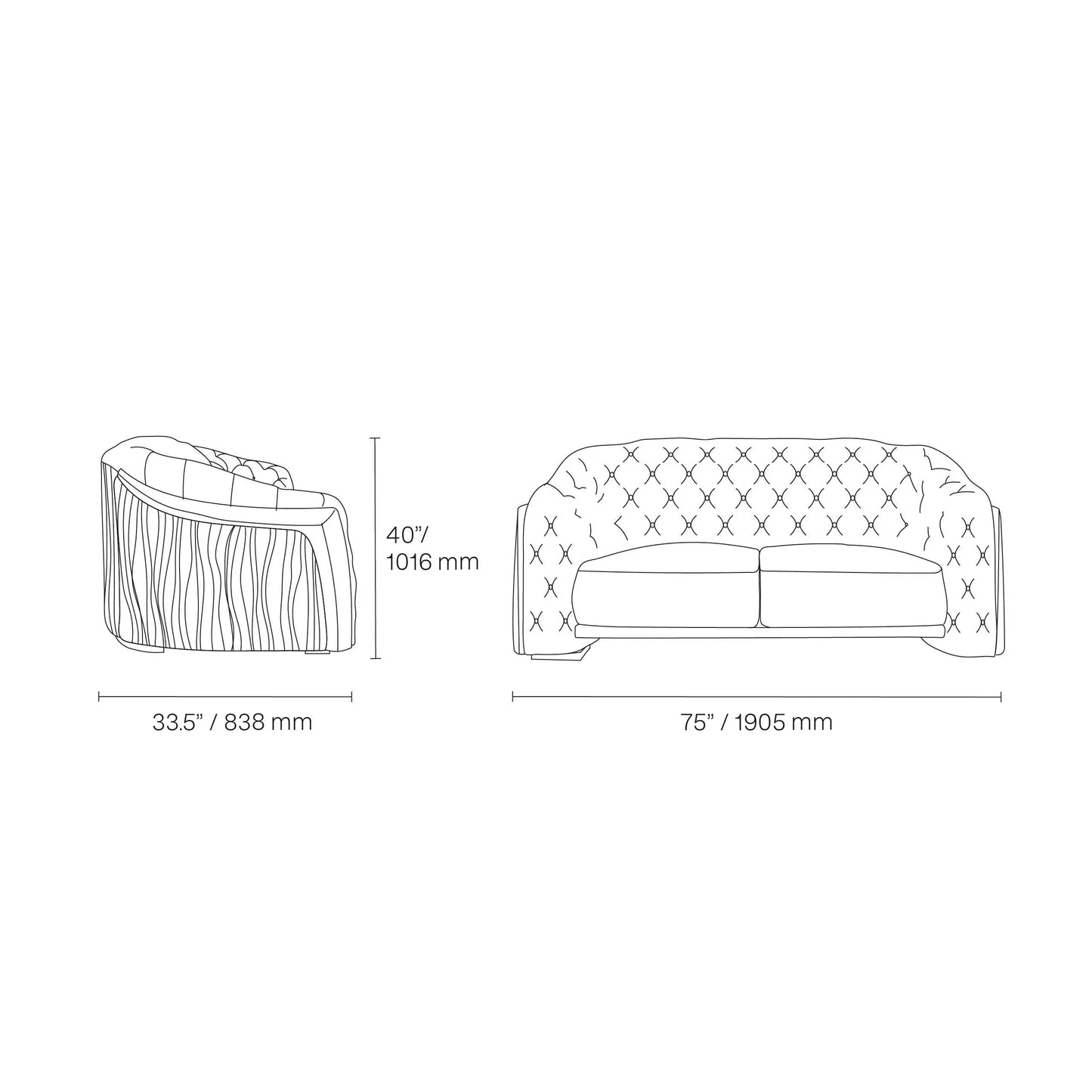 Massimo Lux Silver-Trim Sofa Set – Black