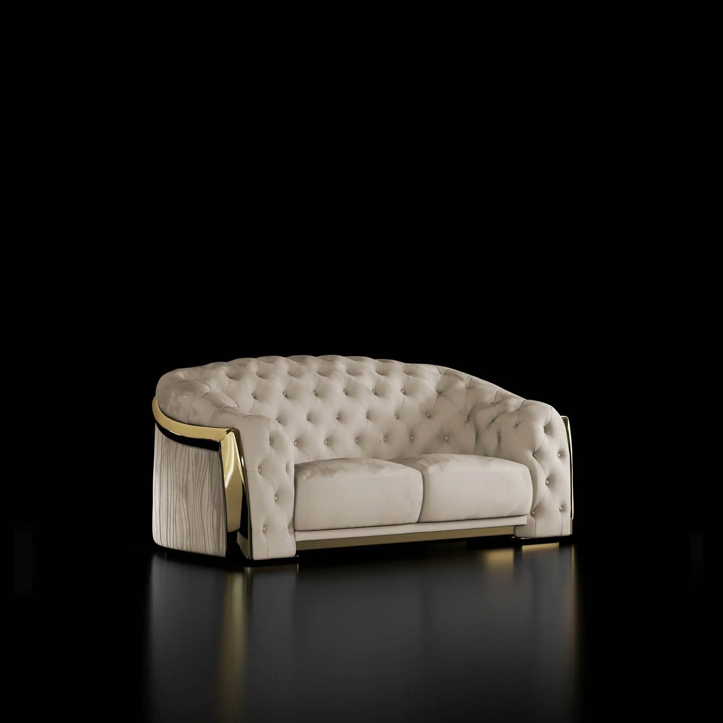 Massimo Lux Titanium Gold Loveseat Beige
