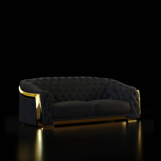 Massimo Lux Titanium Gold Sofa Black