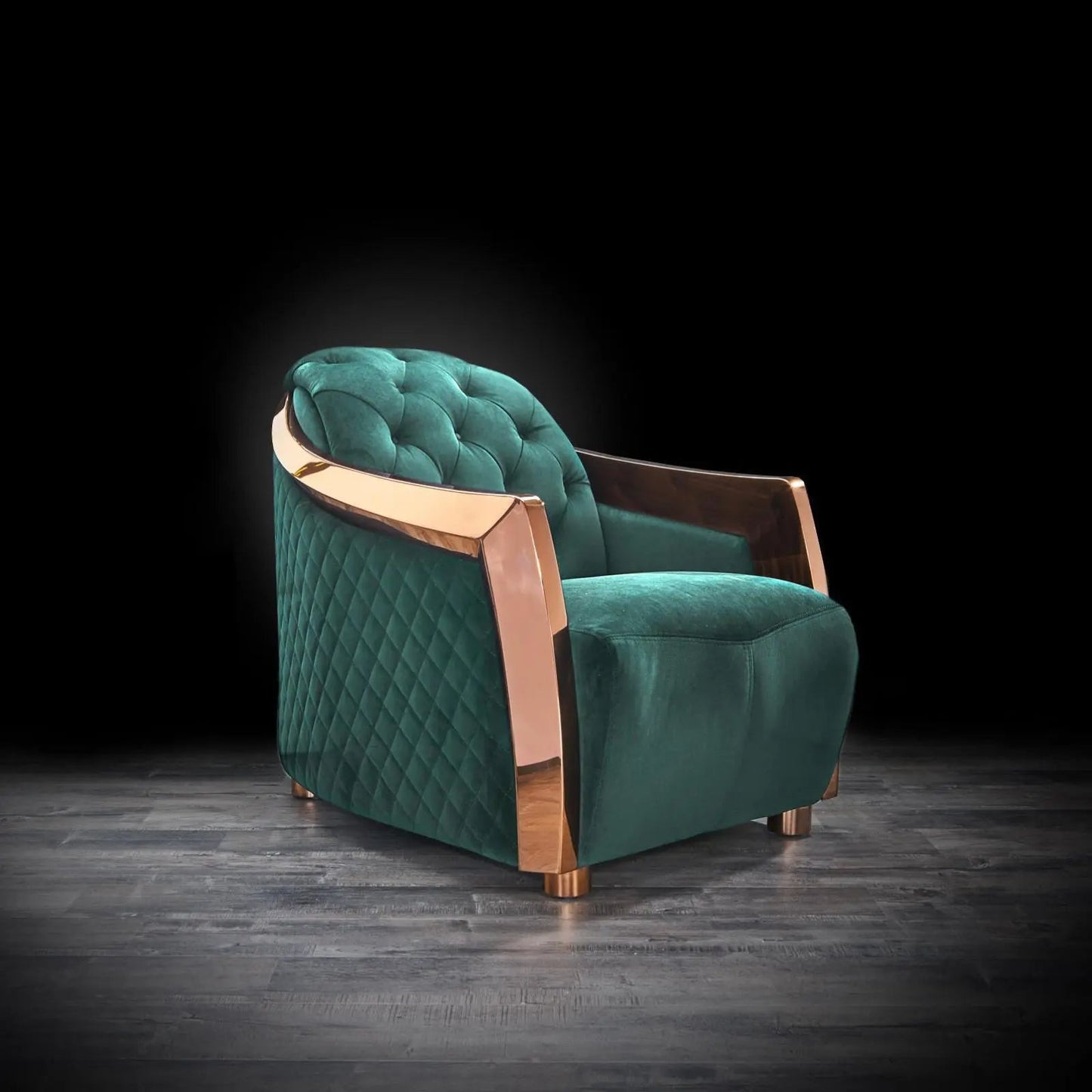 Massimo Rose Gold Premium Sofa Set in Dark Green