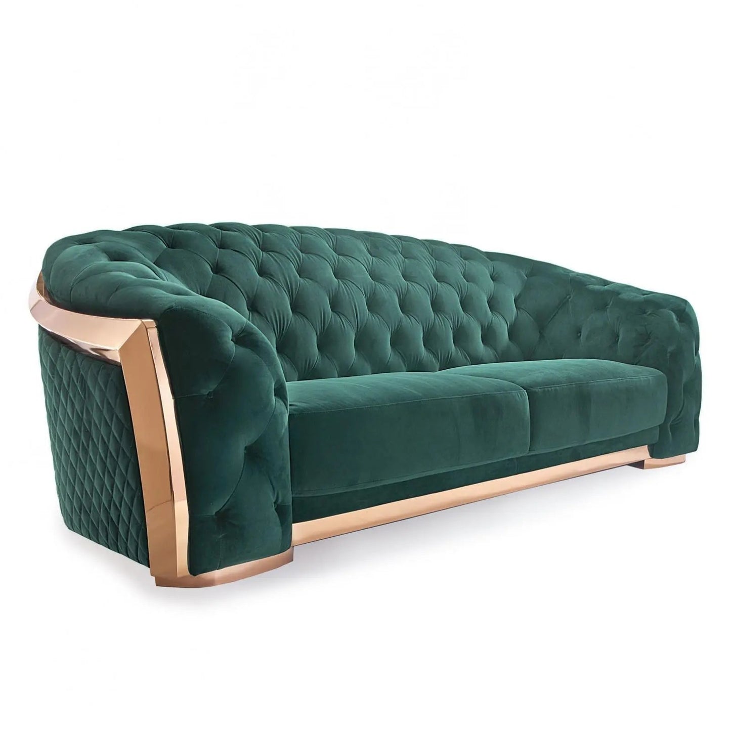 Massimo Rose Gold Premium Sofa Set in Dark Green