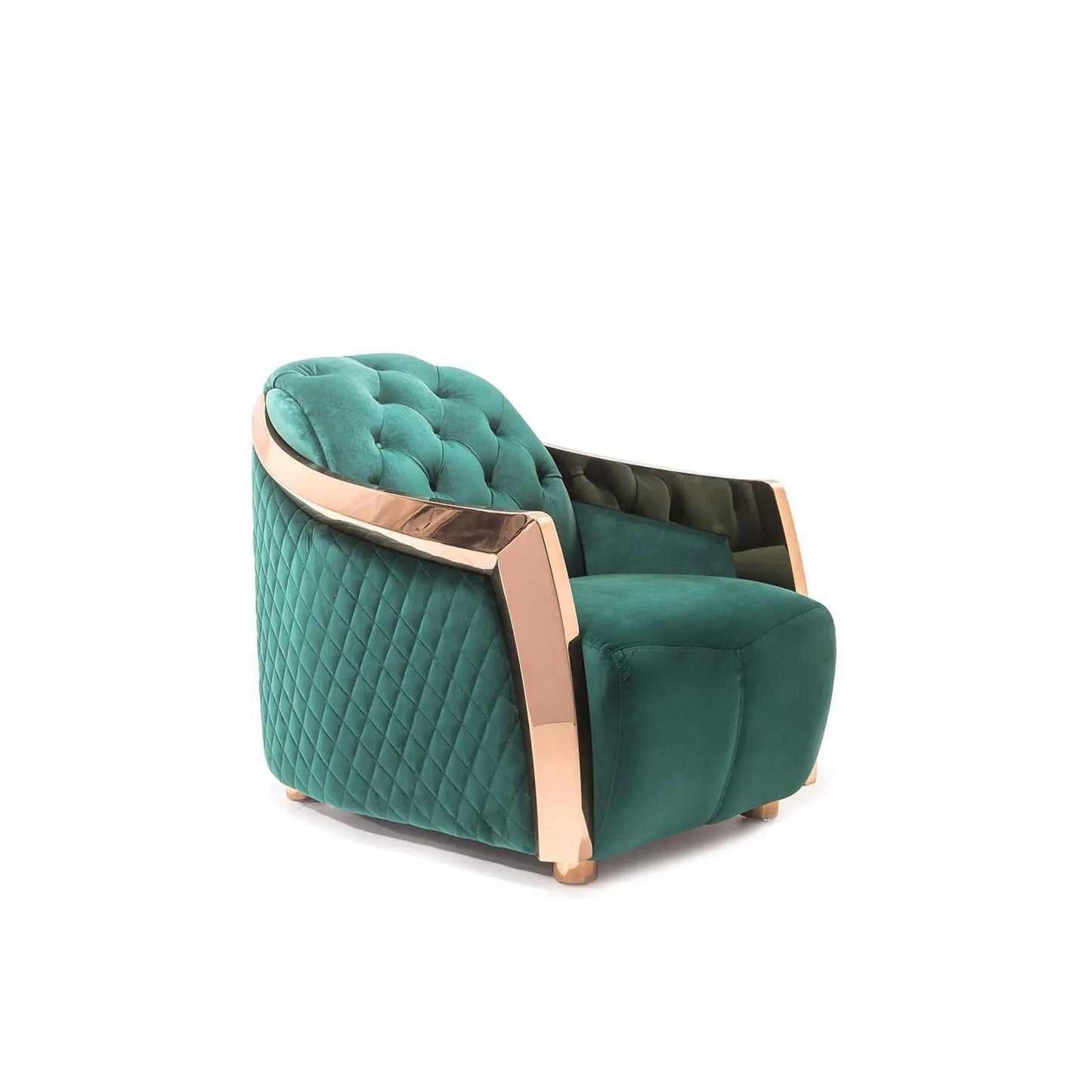 Massimo Rose Gold Premium Sofa Set in Dark Green