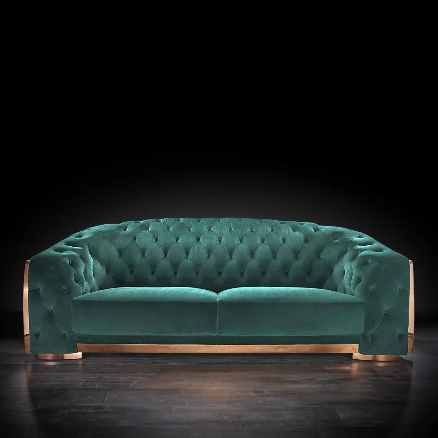 Massimo Rose Gold Premium Sofa Set in Dark Green