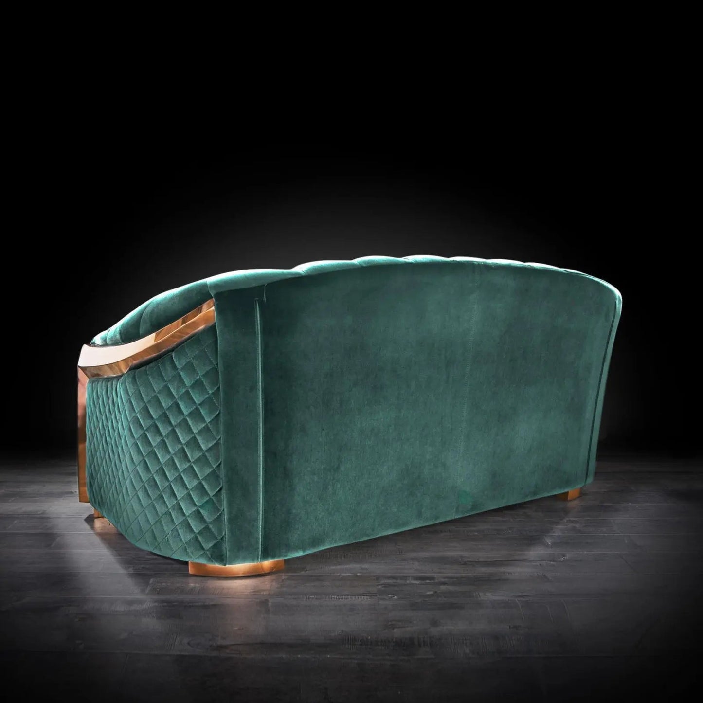 Massimo Rose Gold Premium Sofa Set in Dark Green