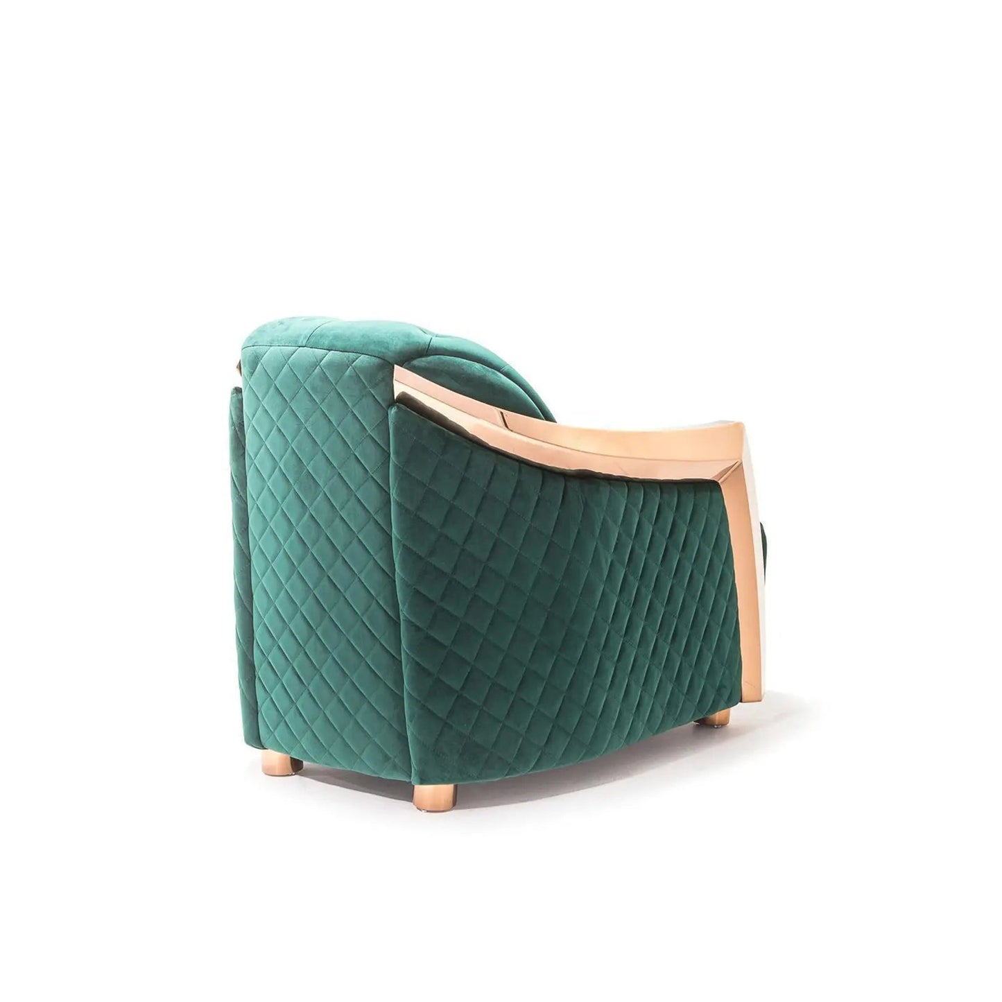 Massimo Rose Gold Premium Sofa Set in Dark Green