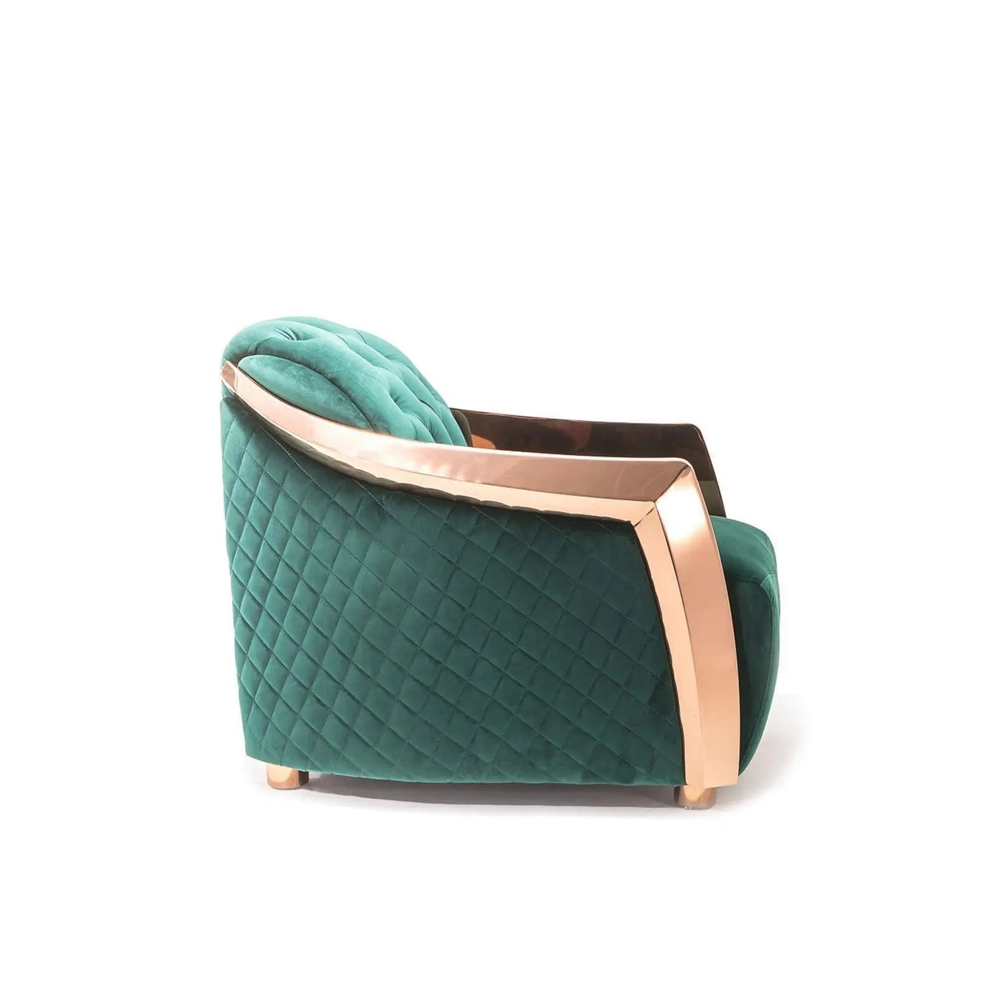 Massimo Rose Gold Premium Sofa Set in Dark Green