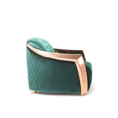 Massimo Rose Gold Premium Sofa Set in Dark Green