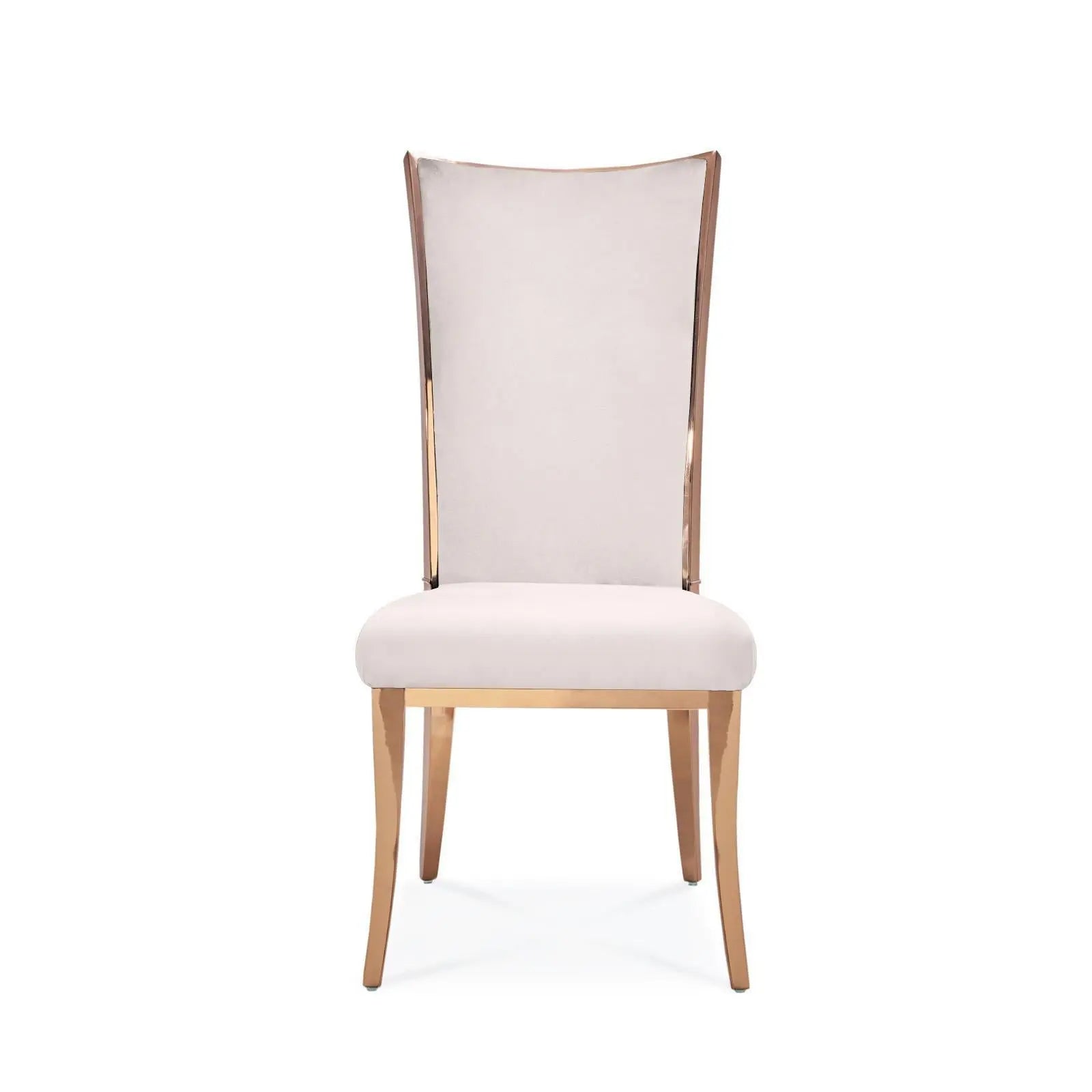 Massimo Rose Gold Polished Stainless Steel Base Beige Dining Chair