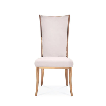 Massimo Rose Gold Polished Stainless Steel Base Beige Dining Chair