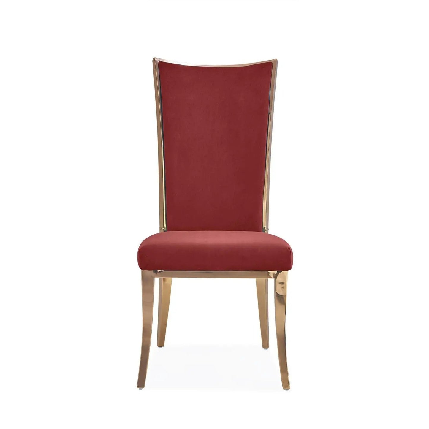 Massimo Rose Gold Polished Stainless Steel Base Burgundy Dining Chair