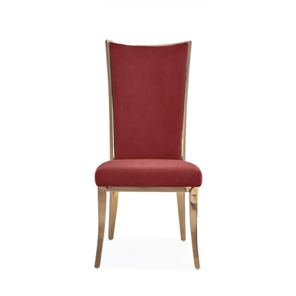 Massimo Rose Gold Polished Stainless Steel Base Burgundy Dining Chair