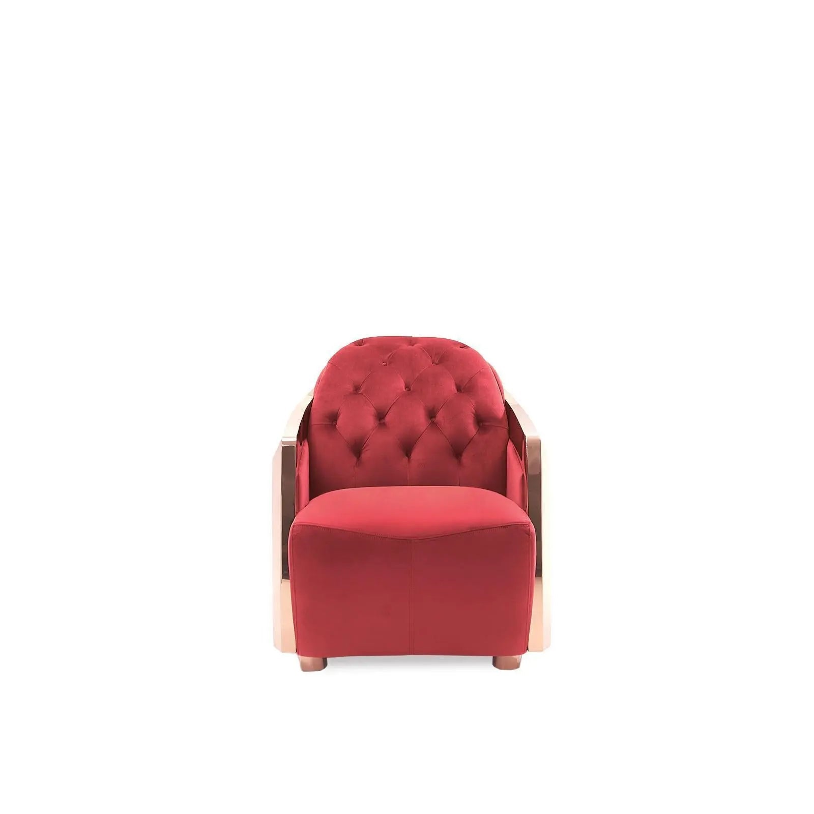 Massimo Rose Gold Polished Stainless Steel Base Burgundy Stylish Sofa Set