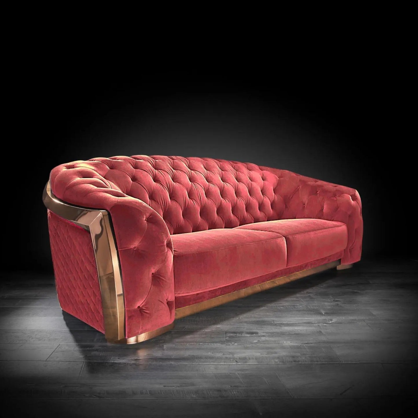 Massimo Rose Gold Sofa Set – Burgundy