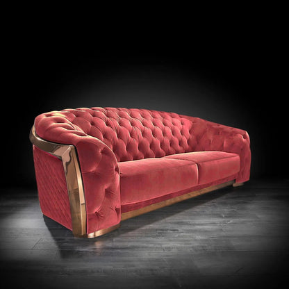 Massimo Rose Gold Sofa Set – Burgundy