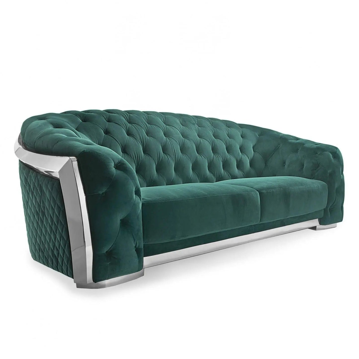 Massimo Silver Premium Sofa Set in Dark Green