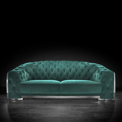 Massimo Silver Premium Sofa Set in Dark Green