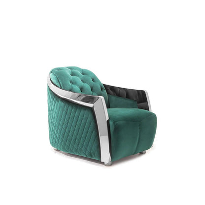 Massimo Silver Premium Sofa Set in Dark Green