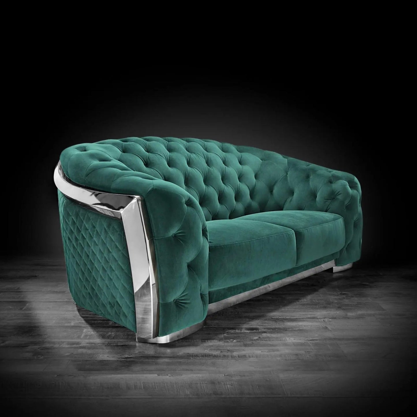 Massimo Silver Premium Sofa Set in Dark Green