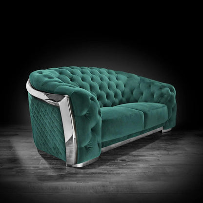 Massimo Silver Premium Sofa Set in Dark Green