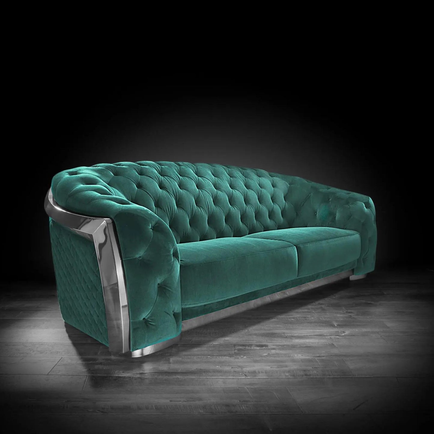 Massimo Silver Premium Sofa Set in Dark Green