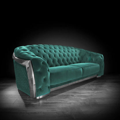 Massimo Silver Premium Sofa Set in Dark Green