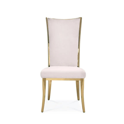 Massimo Titanium Gold Polished Stainless Steel Base Beige Dining Chair