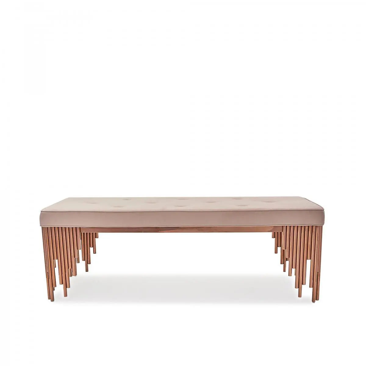 Mauris Bench | Rose Gold Frame, Beige Upholstery