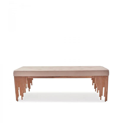 Mauris Bench | Rose Gold Frame, Beige Upholstery