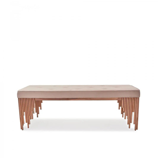 Mauris Bench | Rose Gold Frame, Beige Upholstery