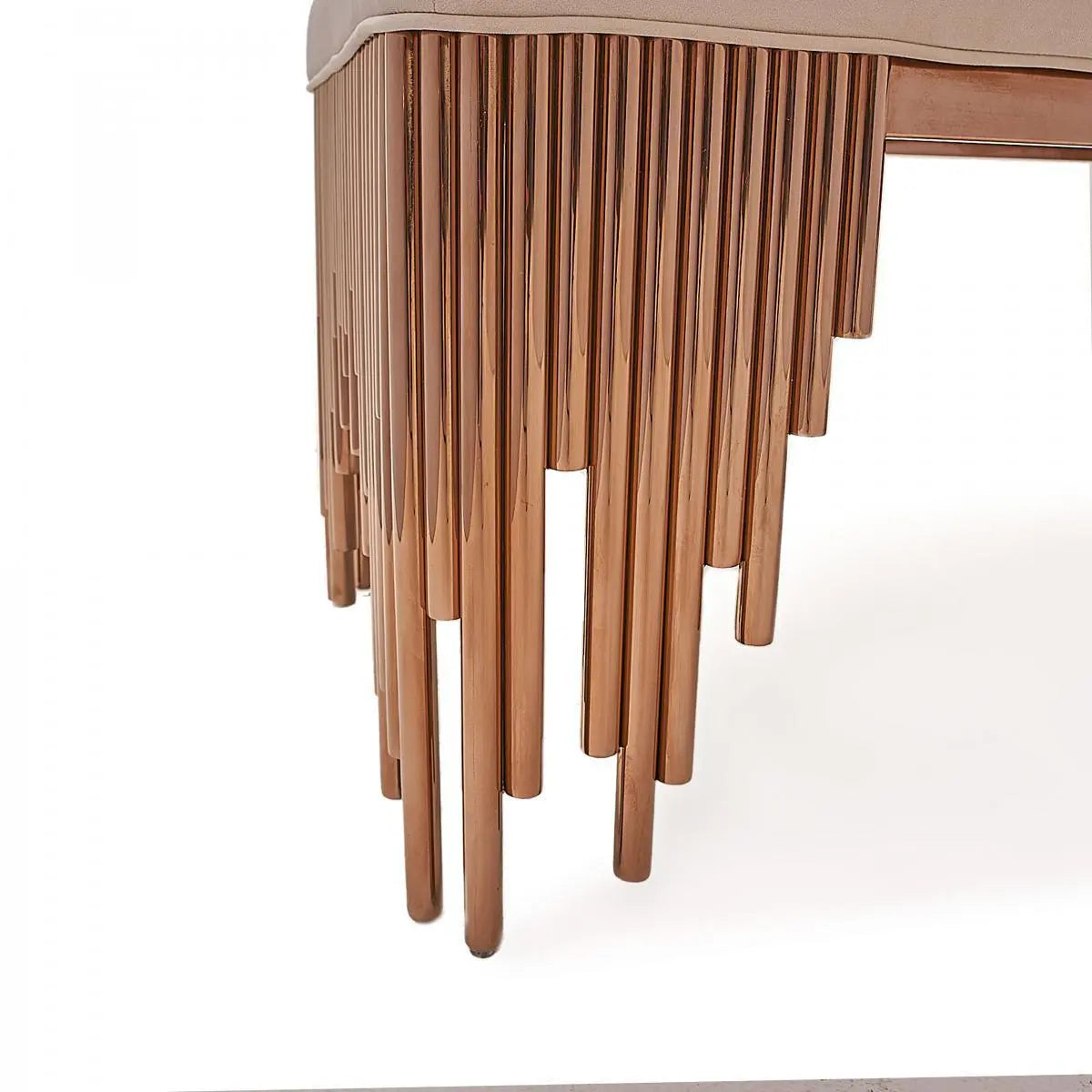 Mauris Bench | Rose Gold Frame, Beige Upholstery
