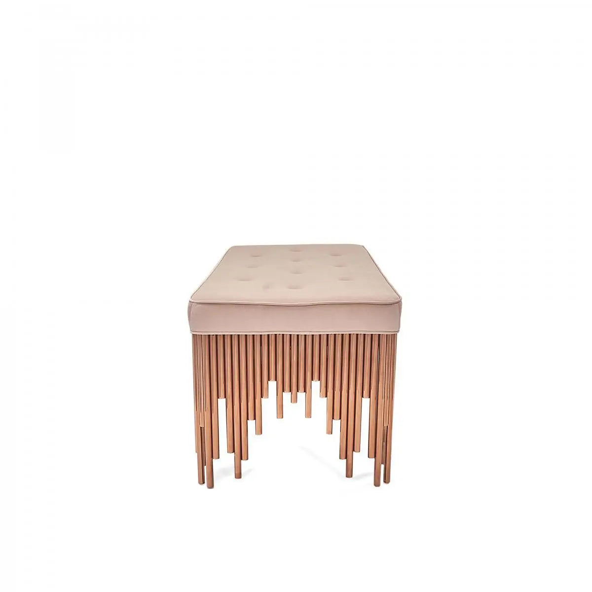 Mauris Bench | Rose Gold Frame, Beige Upholstery